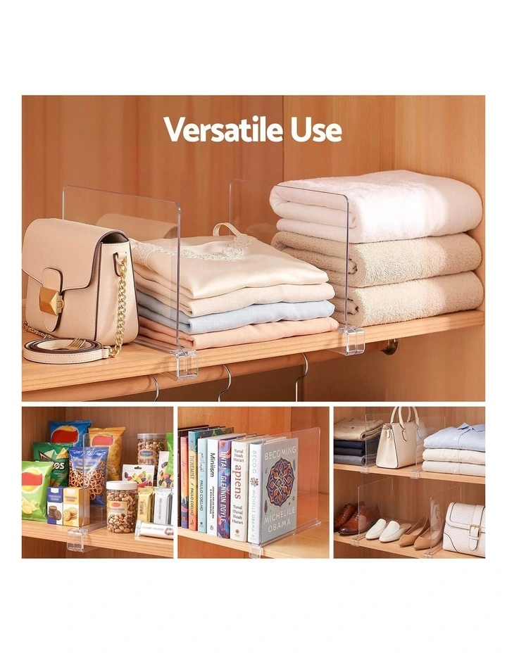 Artiss 6 Pack Closet Organizers and Storage Clear Shelf Dividers image 6