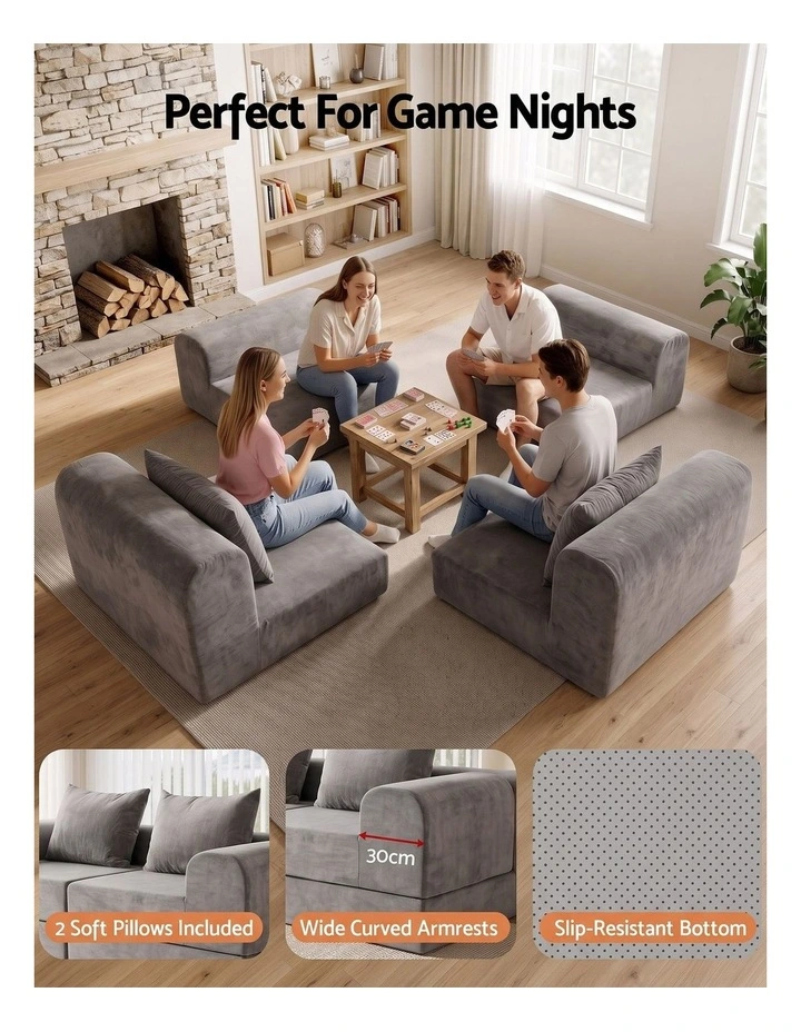 Artiss 5-in-1 Convertible Sofa Bed Floor Mattress Modular Boneless Curved Couch image 5