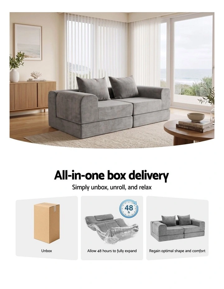Artiss 5-in-1 Convertible Sofa Bed Floor Mattress Modular Boneless Curved Couch image 6