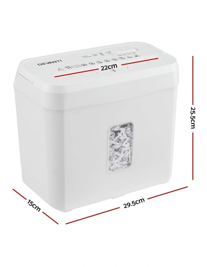 DEVANTI 8L Small Tabletop Paper Shredder 4 Sheet P4 Cross Cut Home Office image 2