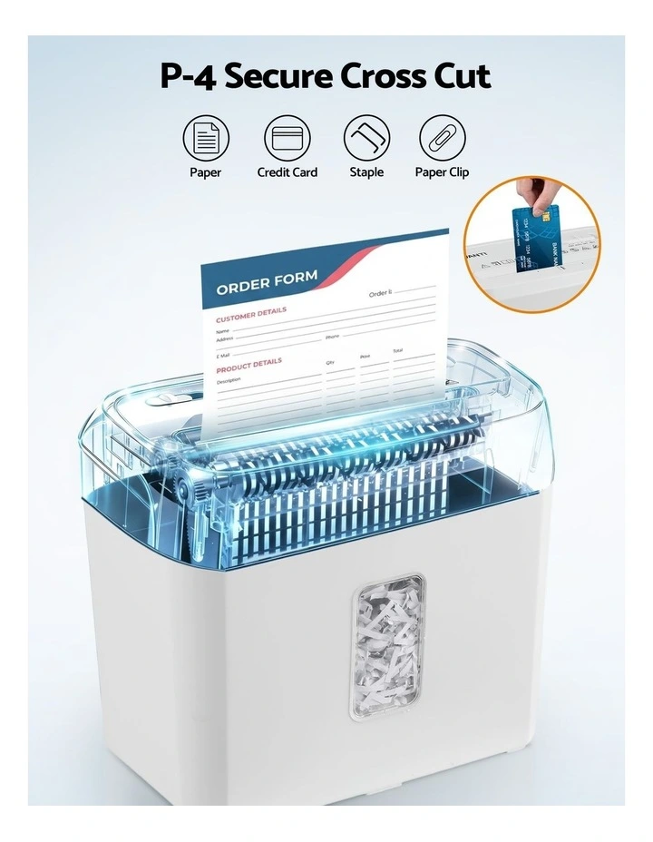 DEVANTI 8L Small Tabletop Paper Shredder 4 Sheet P4 Cross Cut Home Office image 5