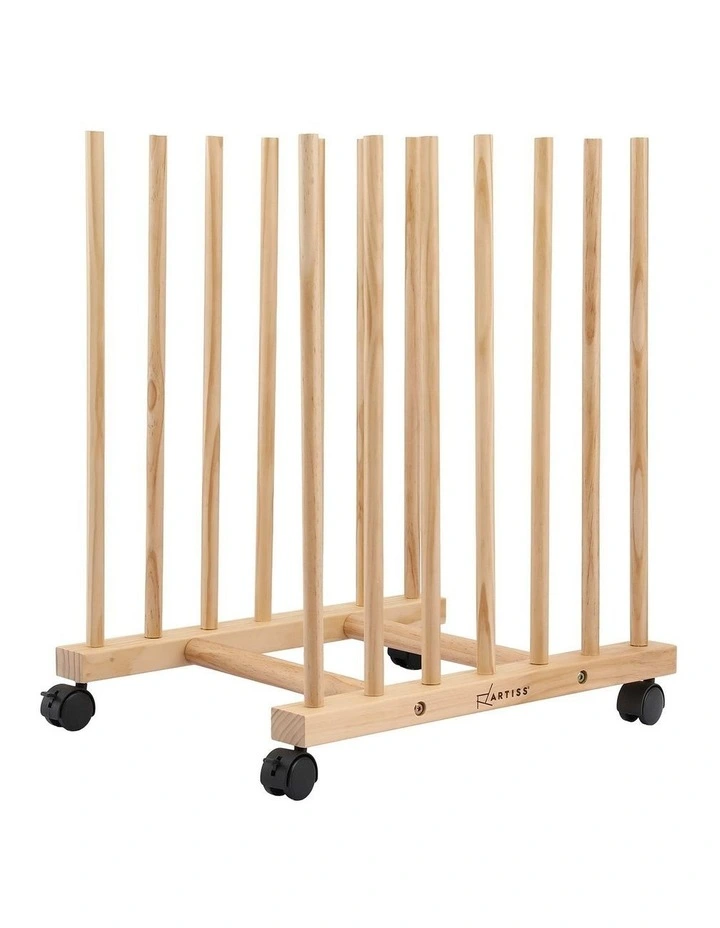 Artiss Wooden Art Drying & Canvas Storage Rack with Caster Wheels for Studio,Galleries,Classroom image 1