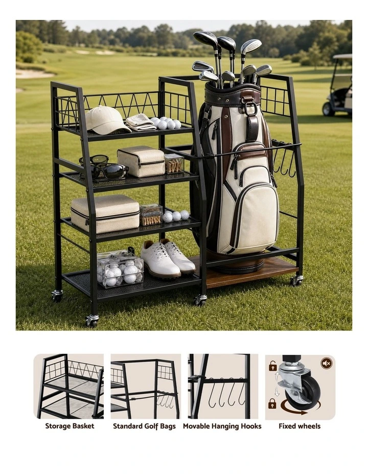 Everfit Golf Bag Storage Rack Golf Organizer Hold 1 Bags 4 Shelves image 4