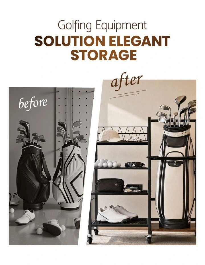 Everfit Golf Bag Storage Rack Golf Organizer Hold 1 Bags 4 Shelves image 6