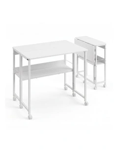 Artiss Foldable Computer Desk Mobile Study Table Workstation White 80cm