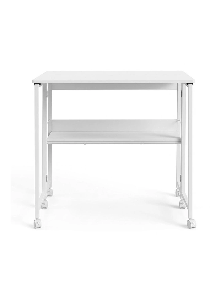 Artiss Foldable Computer Desk Mobile Study Table Workstation White 80cm image 3