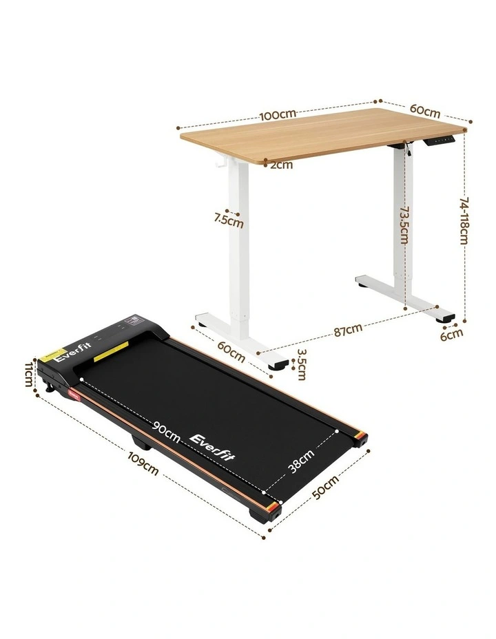 Artiss 100cm Standing Desk Treadmill Motorised Natural Wood image 2