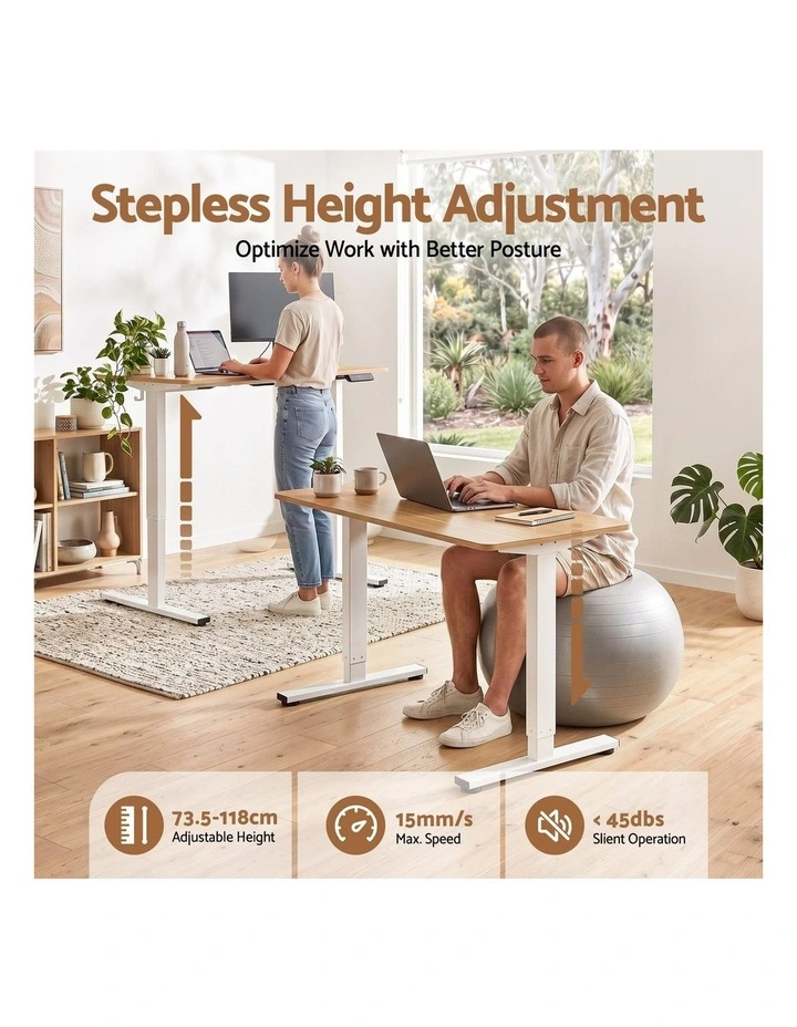 Artiss 100cm Standing Desk Treadmill Motorised Natural Wood image 6