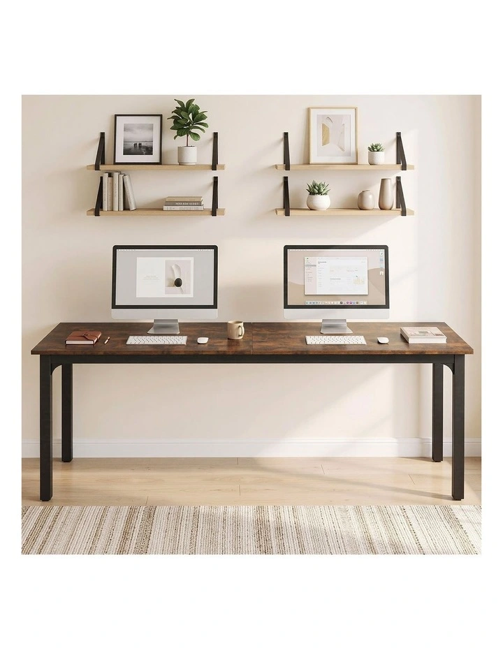 Artiss Computer Desk 2 Person Double Workstation Study Table Rustic Brown 200cm image 4