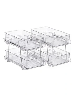 Artiss 2 Pack Clear Pull Out Cabinet Organiser 2 Tier Storage Drawers