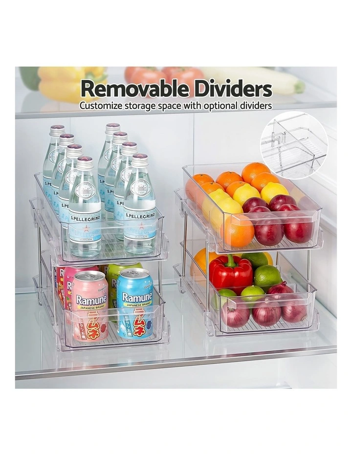 Artiss 2 Pack Clear Pull Out Cabinet Organiser 2 Tier Storage Drawers image 4
