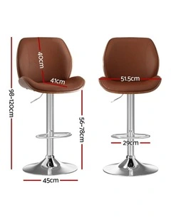 Artiss 3X Bar Stools Bentwood Adjustable Kitchen Counter Chair PU Leather Brown