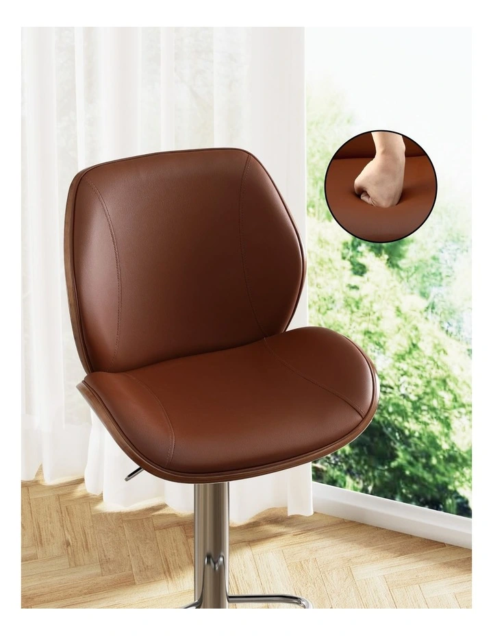 Artiss 3X Bar Stools Bentwood Adjustable Kitchen Counter Chair PU Leather Brown image 4