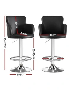 Artiss 3x Bar Stools Counter Chairs Swivel Adjustable Tub PU Leather Black