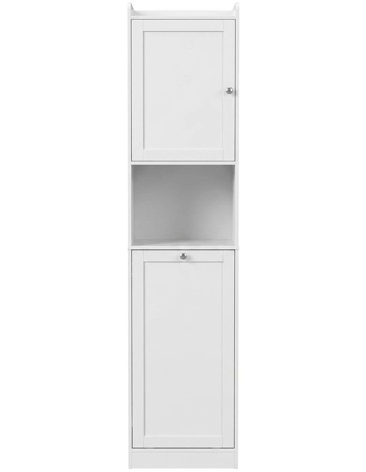 Artiss Tall Bathroom Storage Cabinet with Tilt Out Laundry Hamper White 170cm image 3