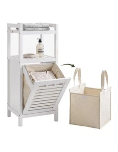 Artiss Bathroom Storage Cabinet Tilt Out Laundry Hamper Tall Organiser White