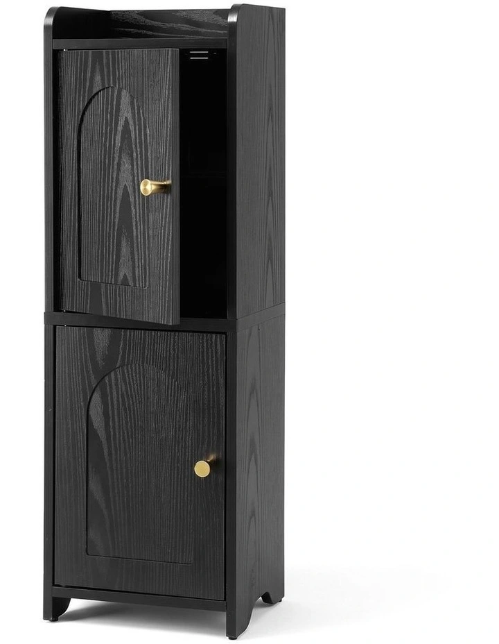 Artiss Bathroom Storage Cabinet Freestanding Cupboard Narrow Floor Shelf Black image 1