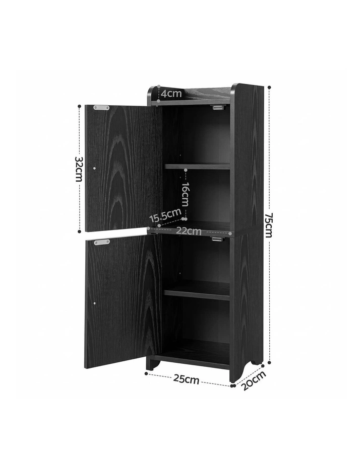 Artiss Bathroom Storage Cabinet Freestanding Cupboard Narrow Floor Shelf Black image 2