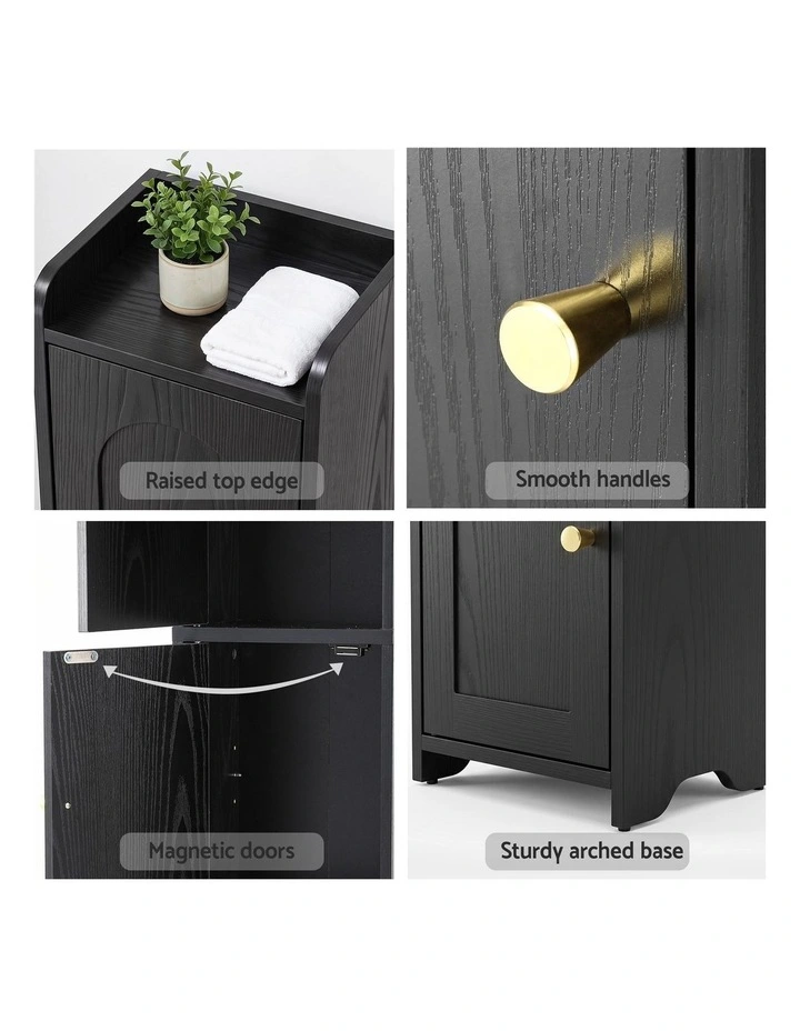 Artiss Bathroom Storage Cabinet Freestanding Cupboard Narrow Floor Shelf Black image 6