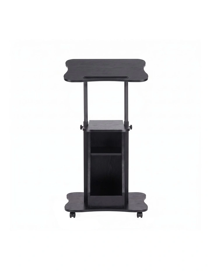 Artiss Mobile Podium Stand with Lockable Wheels Height Adjustable Laptop Desk Black image 3