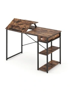 Artiss Computer Desk Drafting Drawing Table Tiltable Top Rustic Brown 108cm