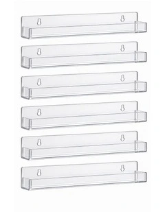 Artiss 6-Pack Acrylic Wall Shelves, Clear Floating Display Shelf with Detachable Panels & Front Lip