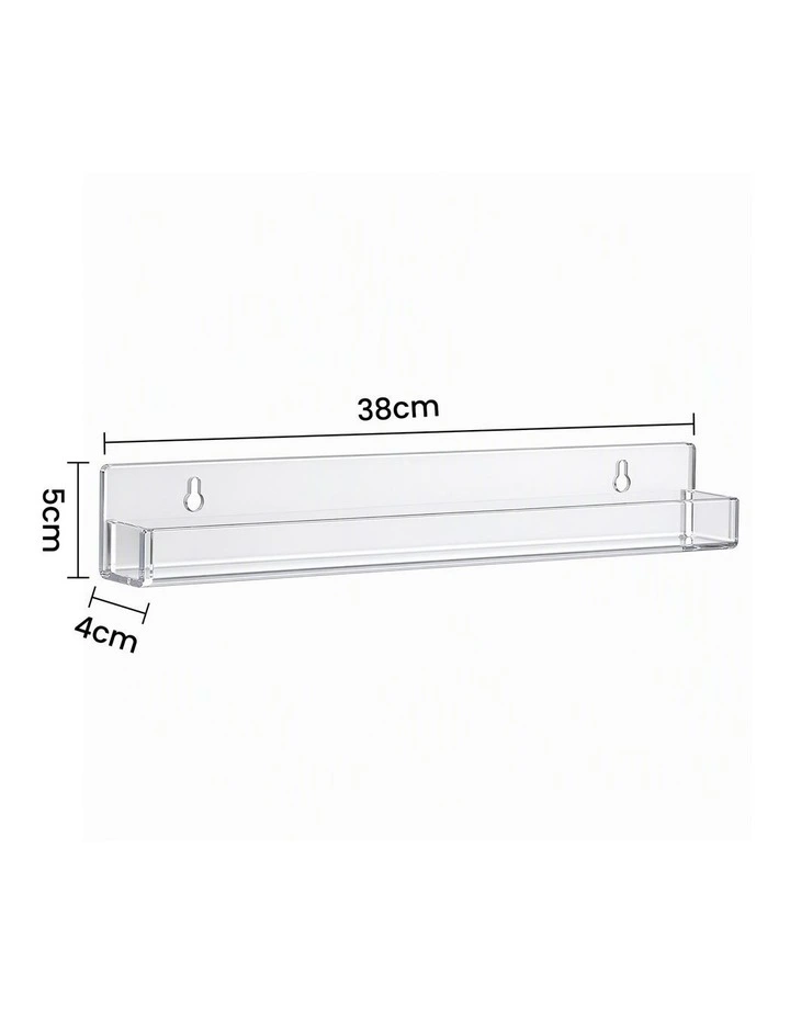 Artiss 6-Pack Acrylic Wall Shelves, Clear Floating Display Shelf with Detachable Panels & Front Lip image 2