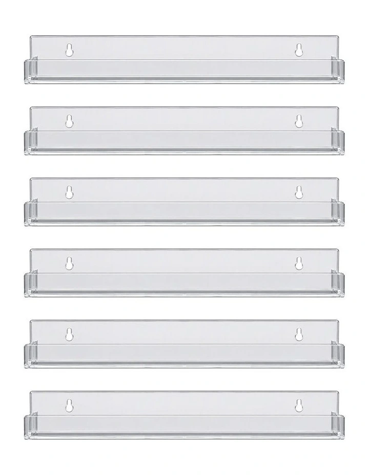 Artiss 6-Pack Acrylic Wall Shelves, Clear Floating Display Shelf with Detachable Panels & Front Lip image 3