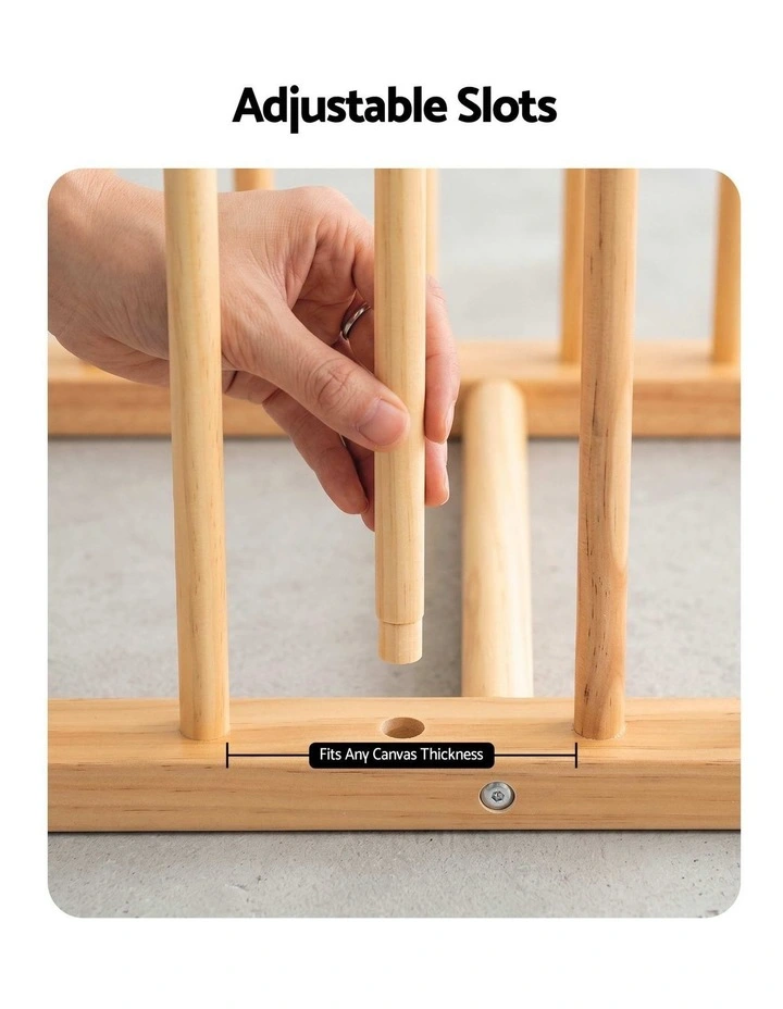 Artiss Art Drying and Storage Rack Solid Wood Adjustable Slots with Caster Wheels image 4