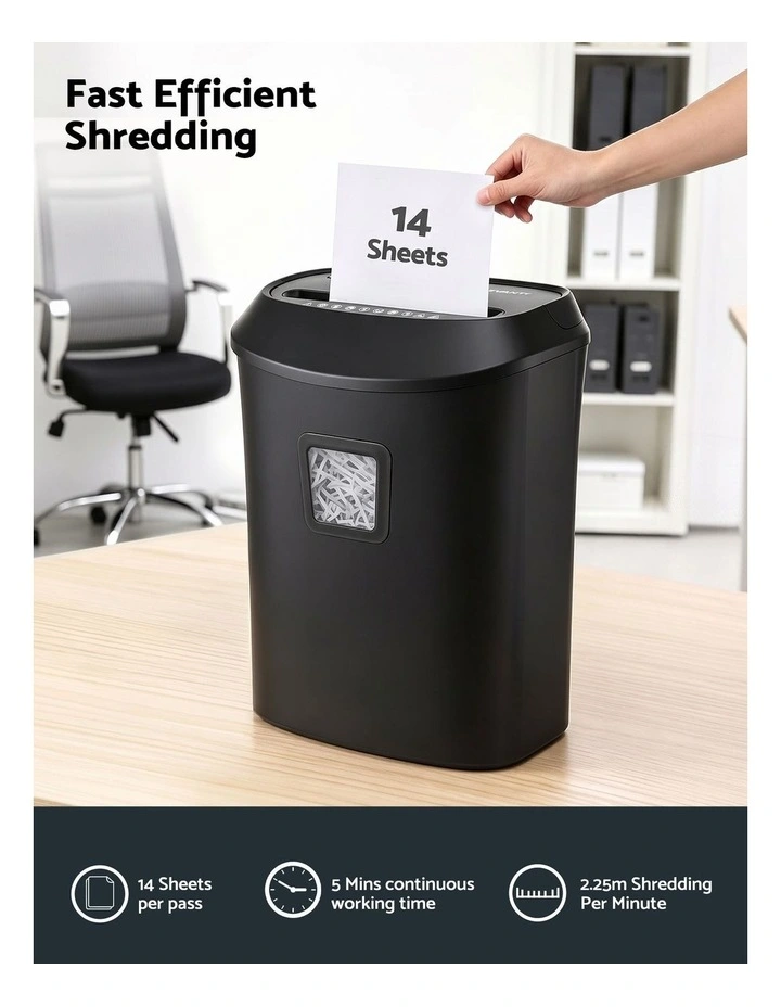 DEVANTI 25L Paper Shredder 14 Sheet P4 Cross Cut for Home Office image 4