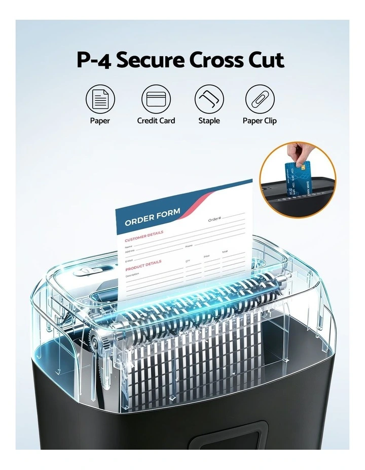 DEVANTI 25L Paper Shredder 14 Sheet P4 Cross Cut for Home Office image 5