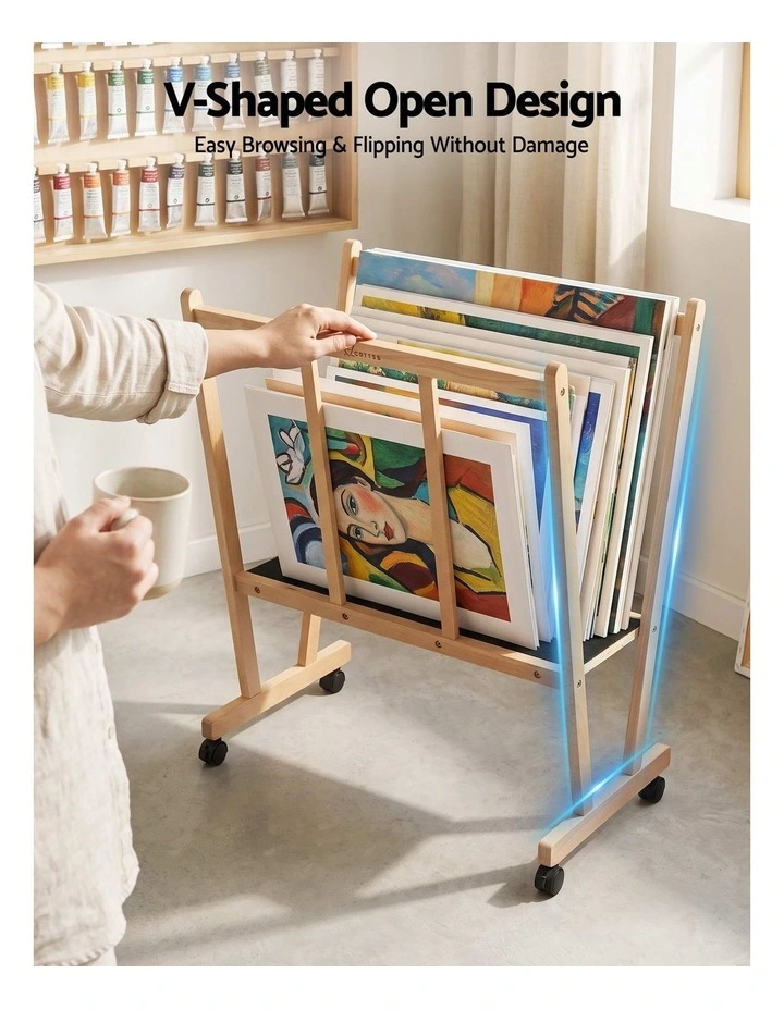 Artiss Wooden Art Display and Drying Rack with Castors for Canvas and Prints image 4