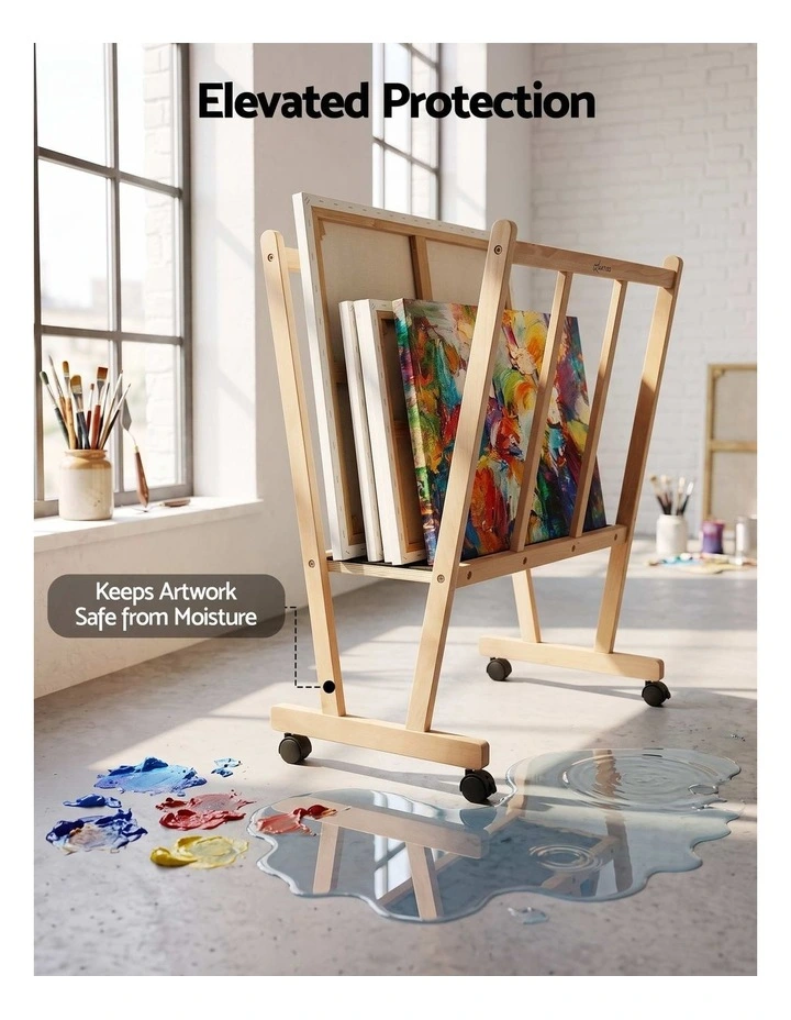 Artiss Wooden Art Display and Drying Rack with Castors for Canvas and Prints image 6