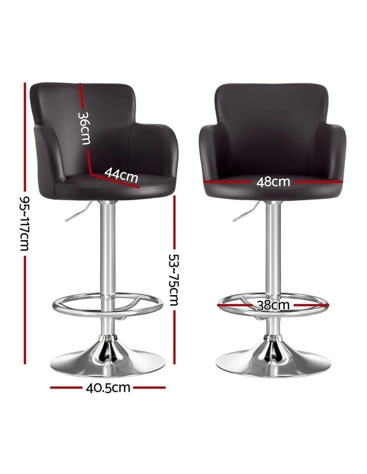 Artiss 3x Bar Stools Counter Chairs Swivel Adjustable Tub PU Leather Brown image 1