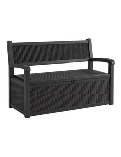 Gardeon Outdoor Storage Box Bench 254L Resin Armset Backrest Lockable Black