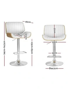 Artiss 3x Bar Stools Counter Chairs Adjustable Swivel PU Leather Galina White