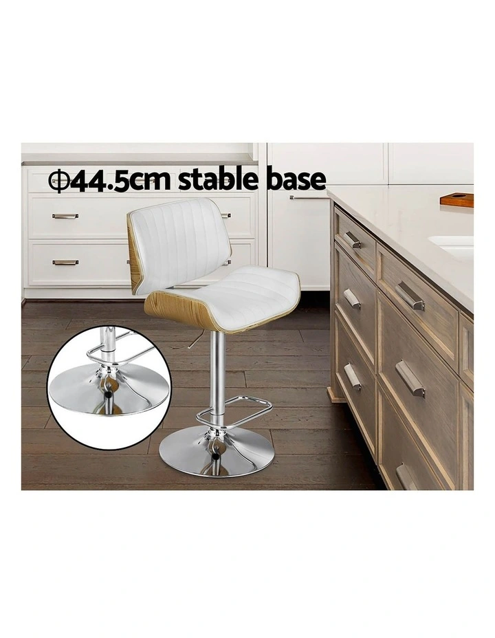 Artiss 3x Bar Stools Counter Chairs Adjustable Swivel PU Leather Galina White image 4