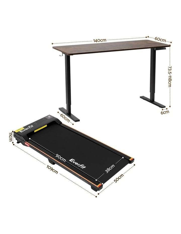 Artiss 140cm Standing Desk Treadmill Motorised Rustic Brown image 2