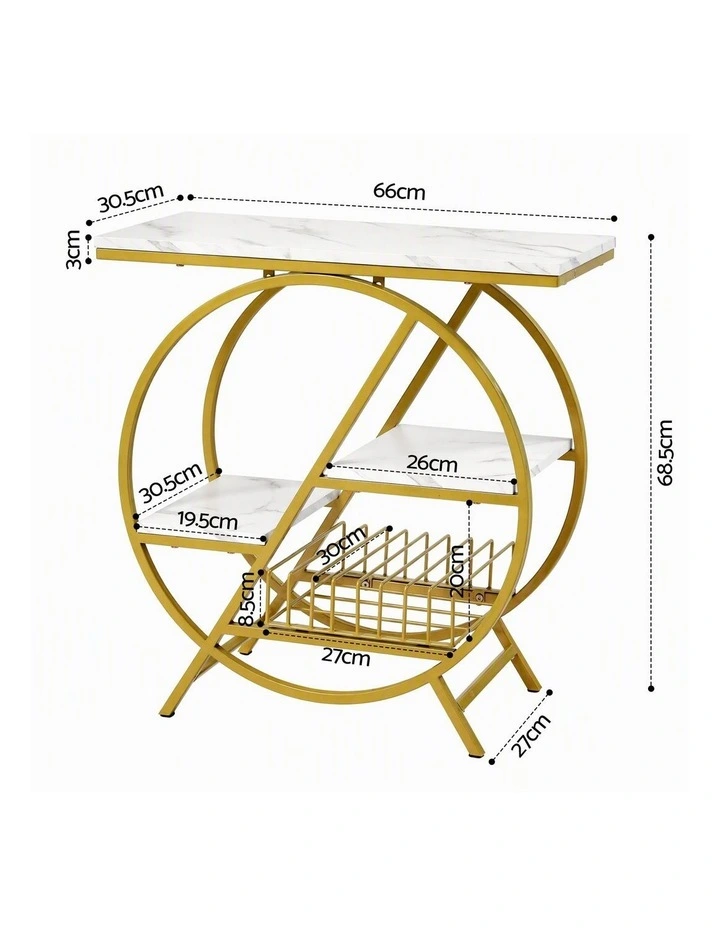 Side Table in White & Gold image 2