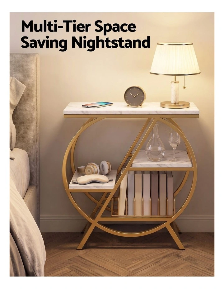 Side Table in White & Gold image 3