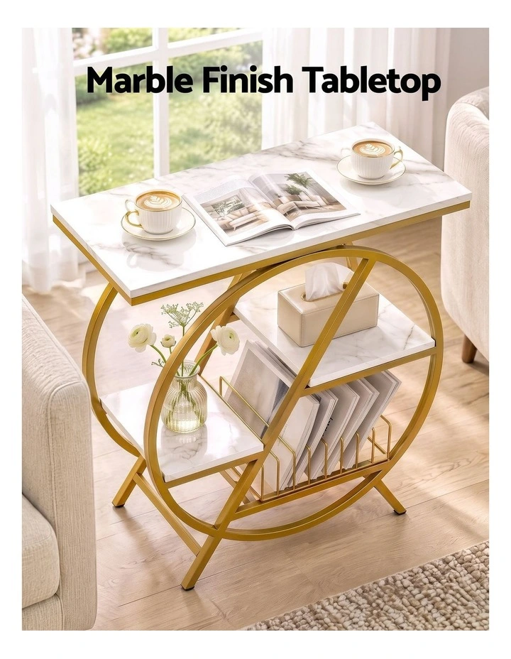 Side Table in White & Gold image 5