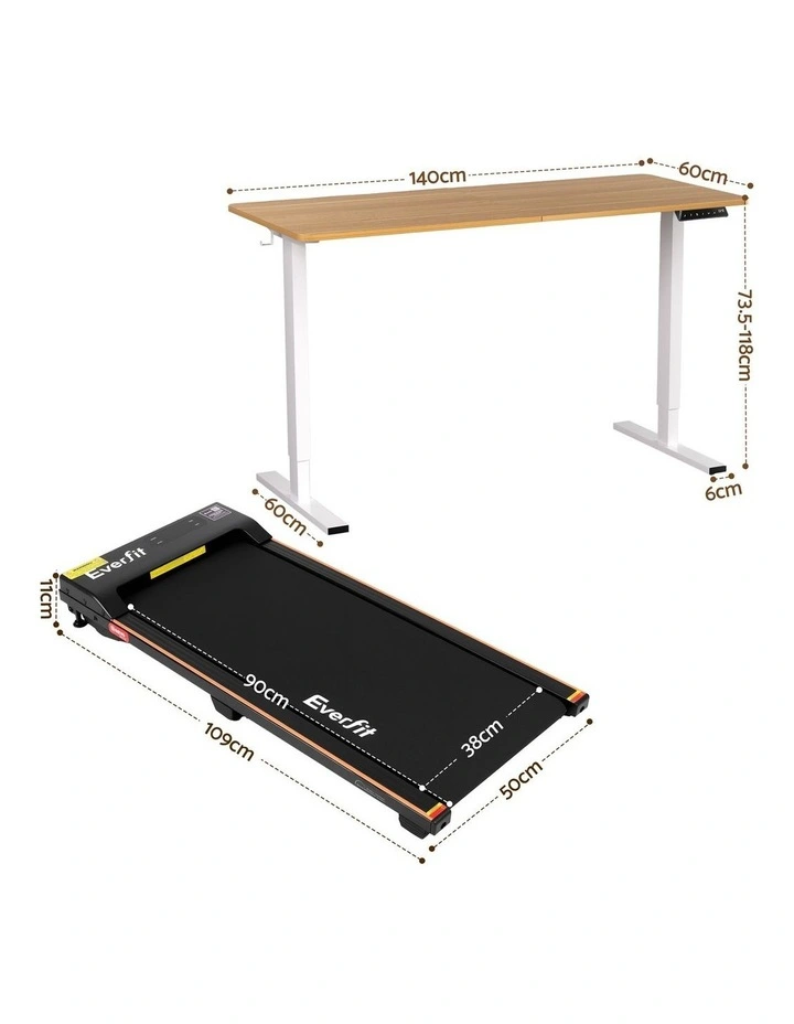 Artiss 140cm Standing Desk Treadmill Motorised Natural Wood image 2