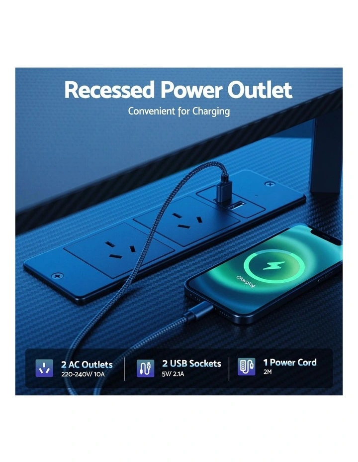 Artiss L-Shape Gaming Desk Computer Desks RGB LED Power Outlet 130cm Black image 6