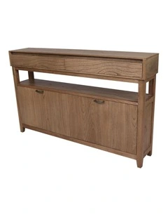 Clark Shoe Rack with Double Drawer 130x25x80cm Walnut