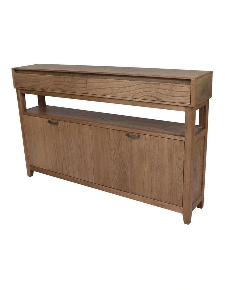 Clark Shoe Rack with Double Drawer 130x25x80cm Walnut image 1
