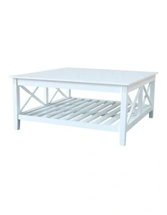 Devon Coffee Table with Shelf 100x100cm White