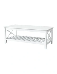 Devon Coffee Table with Shelf 120x60cm White