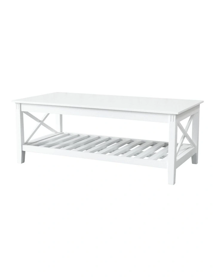 Devon Coffee Table with Shelf 120x60cm White image 1