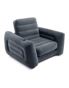 Intex Pull-Out Inflatable Chair Bed Charcoal Grey With Plush Surface