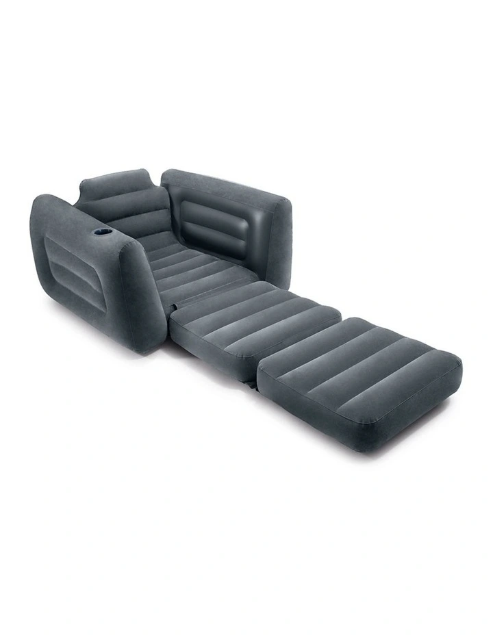 Intex Pull-Out Inflatable Chair Bed Charcoal Grey With Plush Surface image 2